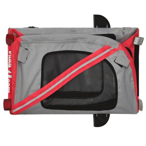 Pet Bike Trailer Red Grey Oxford Fabric Iron - Image 10
