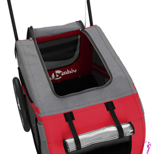 Pet Bike Trailer Red Grey Oxford Fabric Iron - Image 11