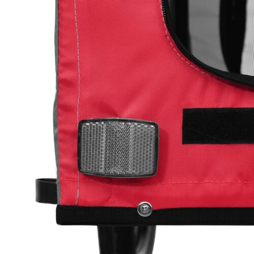 Pet Bike Trailer Red Grey Oxford Fabric Iron - Image 12