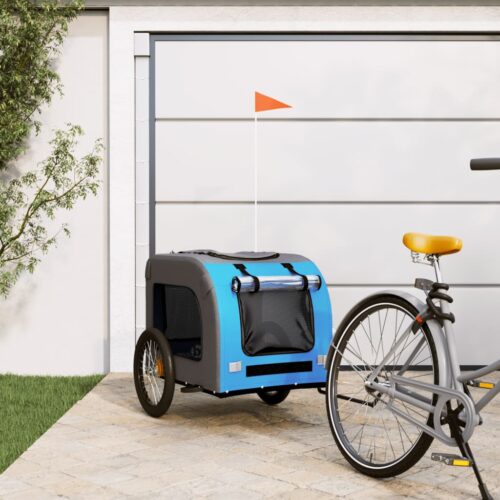 Pet Bike Trailer Blue Grey Oxford Fabric Iron - Image 2