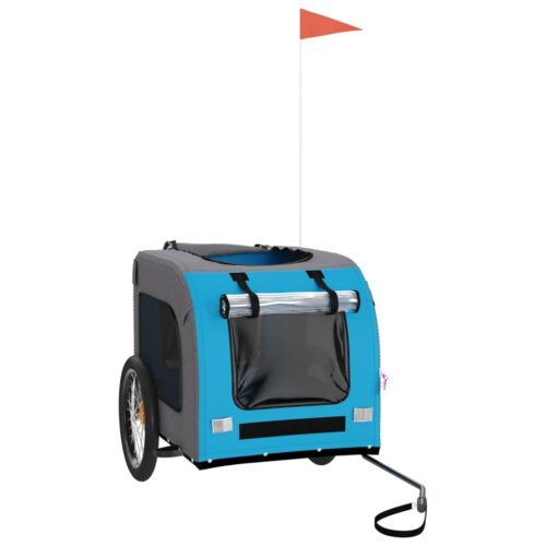 Pet Bike Trailer Blue Grey Oxford Fabric Iron - Image 4
