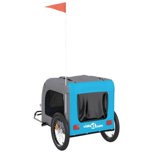Pet Bike Trailer Blue Grey Oxford Fabric Iron - Image 9