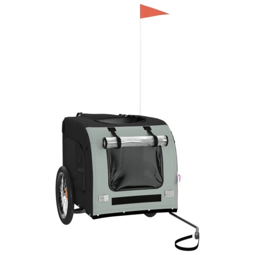 Pet Bike Trailer Grey Black Oxford Fabric Iron - Image 4