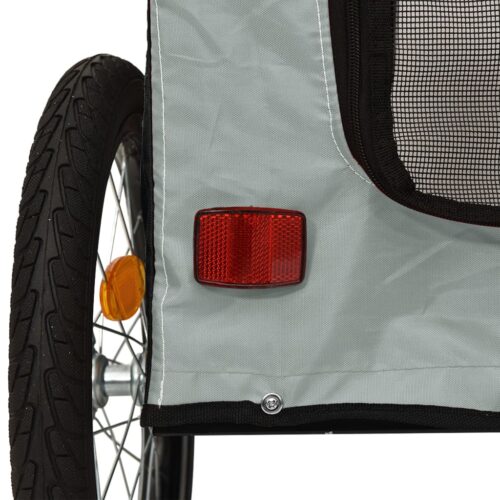 Pet Bike Trailer Grey Black Oxford Fabric Iron - Image 10
