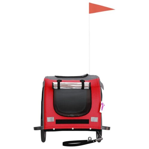 Pet Bike Trailer Red Grey Oxford Fabric Iron - Image 3