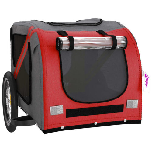Pet Bike Trailer Red Grey Oxford Fabric Iron - Image 4