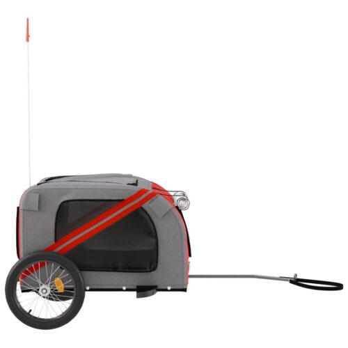 Pet Bike Trailer Red Grey Oxford Fabric Iron - Image 5