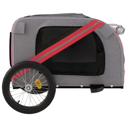 Pet Bike Trailer Red Grey Oxford Fabric Iron - Image 6