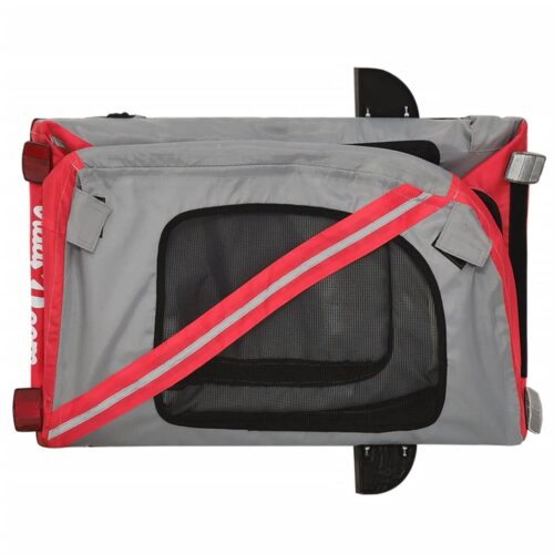 Pet Bike Trailer Red Grey Oxford Fabric Iron - Image 8