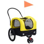 2-in-1 Pet Bike Trailer Jogging Stroller Yellow Black