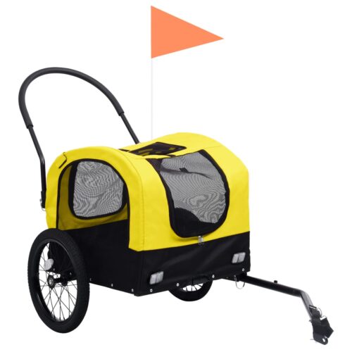 2-in-1 Pet Bike Trailer Jogging Stroller Yellow Black - Image 2