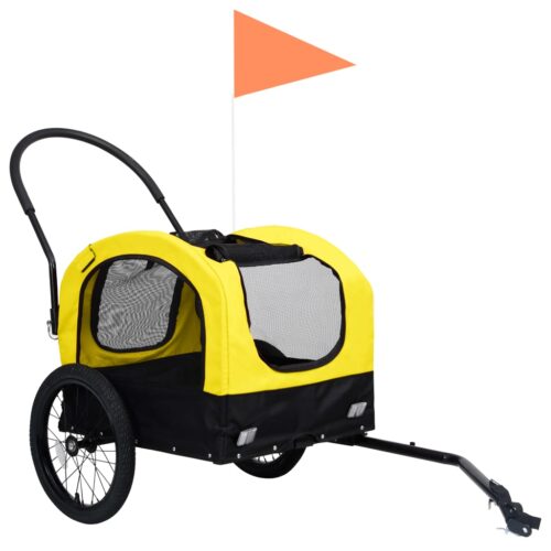 2-in-1 Pet Bike Trailer Jogging Stroller Yellow Black - Image 3