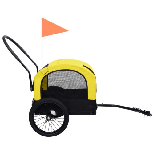 2-in-1 Pet Bike Trailer Jogging Stroller Yellow Black - Image 4