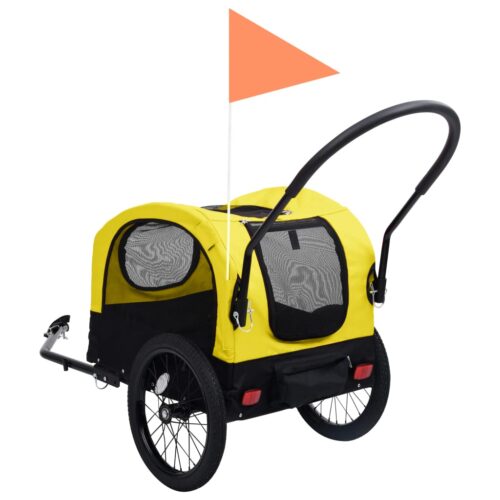 2-in-1 Pet Bike Trailer Jogging Stroller Yellow Black - Image 5