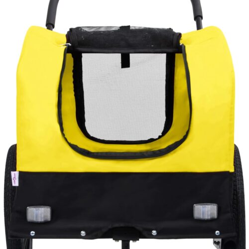 2-in-1 Pet Bike Trailer Jogging Stroller Yellow Black - Image 6