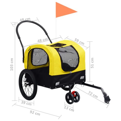 2-in-1 Pet Bike Trailer Jogging Stroller Yellow Black - Image 11