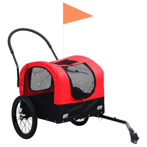 2-in-1 Pet Bike Trailer Jogging Stroller Red Black - Image 2
