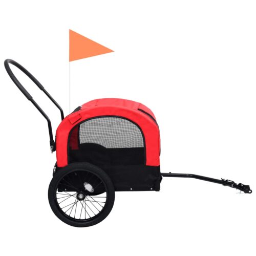2-in-1 Pet Bike Trailer Jogging Stroller Red Black - Image 4