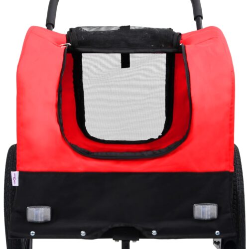 2-in-1 Pet Bike Trailer Jogging Stroller Red Black - Image 6