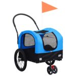 2-in-1 Pet Bike Trailer Jogging Stroller Blue Black