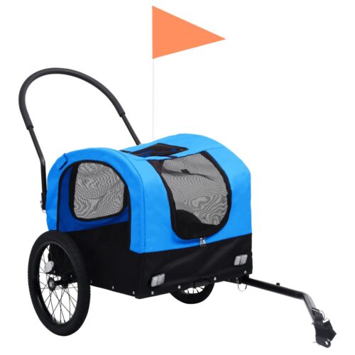 2-in-1 Pet Bike Trailer Jogging Stroller Blue Black - Image 2