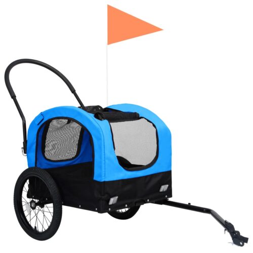 2-in-1 Pet Bike Trailer Jogging Stroller Blue Black - Image 3