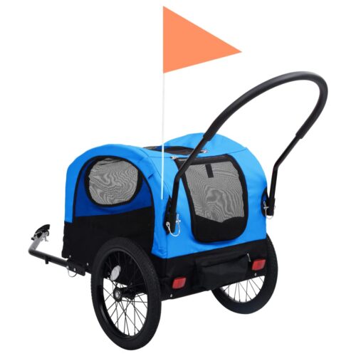 2-in-1 Pet Bike Trailer Jogging Stroller Blue Black - Image 5