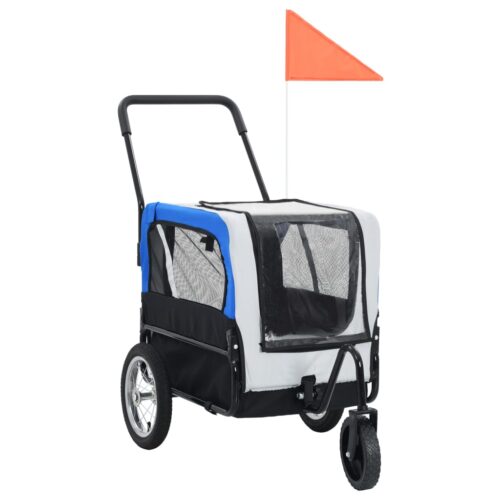 2-in-1 Pet Bike Trailer Jogging Stroller Grey Blue