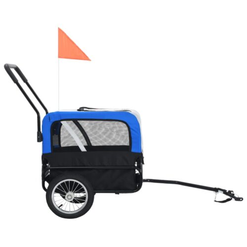 2-in-1 Pet Bike Trailer Jogging Stroller Grey Blue - Image 3