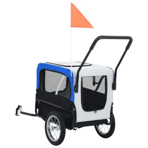 2-in-1 Pet Bike Trailer Jogging Stroller Grey Blue - Image 4