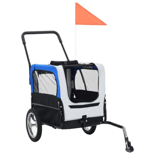 2-in-1 Pet Bike Trailer Jogging Stroller Grey Blue - Image 10