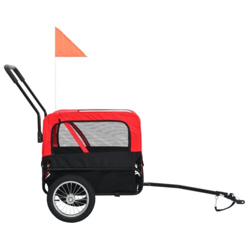 2-in-1 Pet Bike Trailer Jogging Stroller Red Black - Image 3