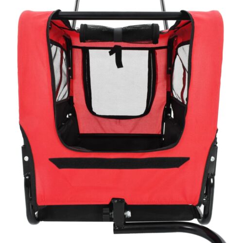 2-in-1 Pet Bike Trailer Jogging Stroller Red Black - Image 5