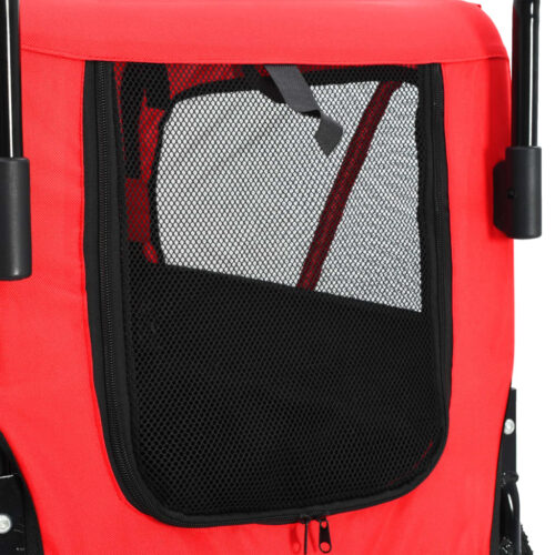 2-in-1 Pet Bike Trailer Jogging Stroller Red Black - Image 6