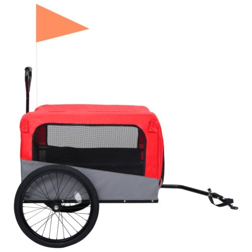2-in-1 Pet Bike Trailer Jogging Stroller Red Grey - Image 4