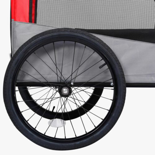 2-in-1 Pet Bike Trailer Jogging Stroller Red Grey - Image 10
