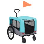 2-in-1 Pet Bike Trailer Jogging Stroller Blue Grey