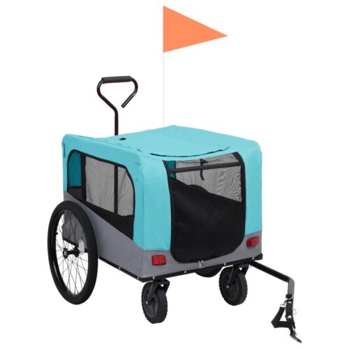 2-in-1 Pet Bike Trailer Jogging Stroller Blue Grey - Image 2