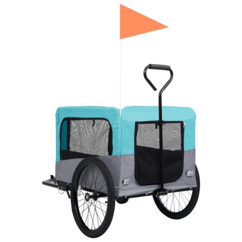 2-in-1 Pet Bike Trailer Jogging Stroller Blue Grey - Image 5