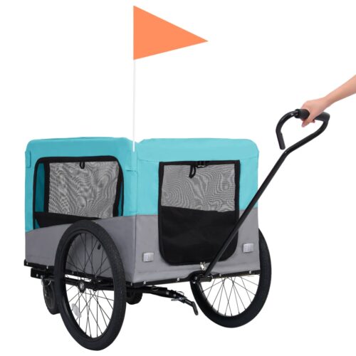 2-in-1 Pet Bike Trailer Jogging Stroller Blue Grey - Image 6