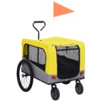 2-in-1 Pet Bike Trailer Jogging Stroller Yellow Grey