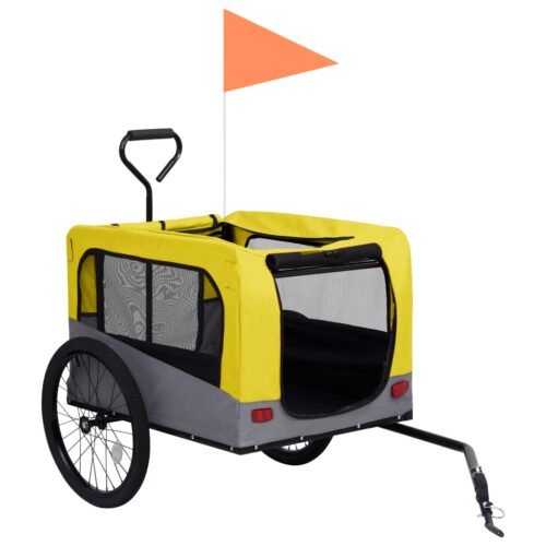 2-in-1 Pet Bike Trailer Jogging Stroller Yellow Grey - Image 3