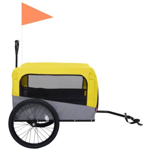 2-in-1 Pet Bike Trailer Jogging Stroller Yellow Grey - Image 4