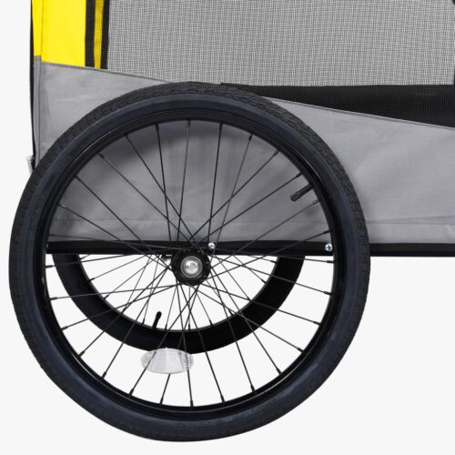 2-in-1 Pet Bike Trailer Jogging Stroller Yellow Grey - Image 9