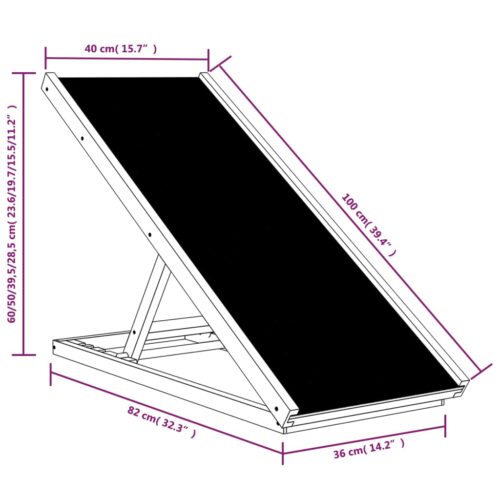 Dog Ramp Grey 100x40cm Solid Wood Fir - Image 9