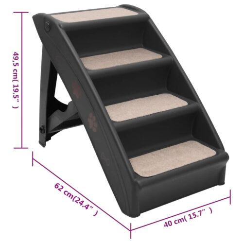 Folding Dog Stairs Black 62x40x49.5cm - Image 9