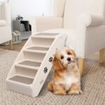 Folding Dog Stairs Cream 62x40x49.5cm