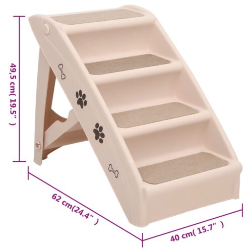 Folding Dog Stairs Cream 62x40x49.5cm - Image 9