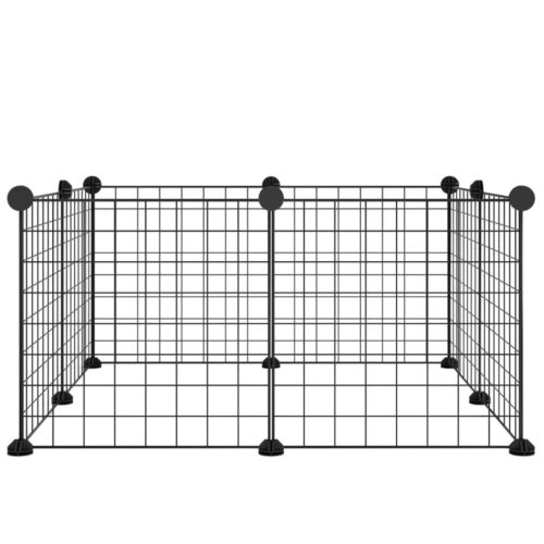 8-Panel Pet Cage Black 35x35cm Steel - Image 2