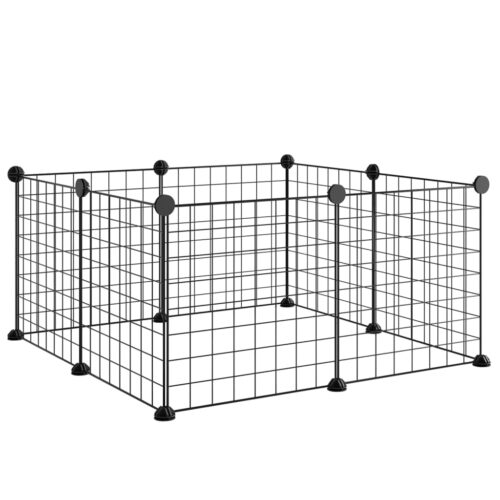8-Panel Pet Cage Black 35x35cm Steel - Image 4